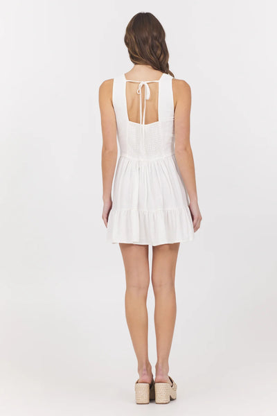 White Linen Dress With Wooden O-Ring