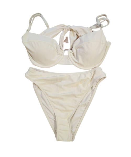 Textured Off White Bikini Top