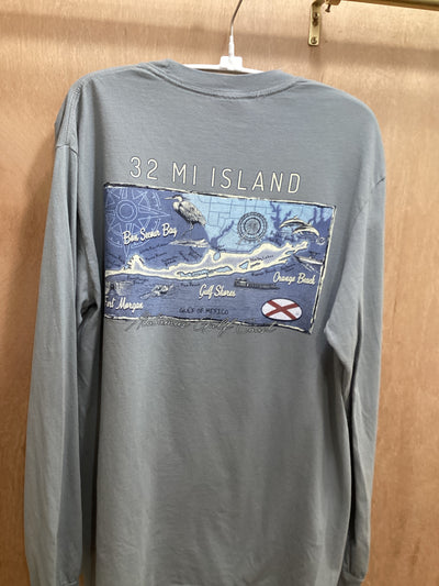 32 MI ISLAND LONGSLEEVE MAP TEE