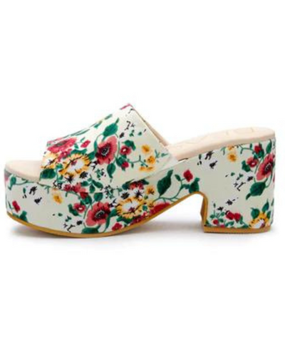 Terry Platform Heel - White Floral