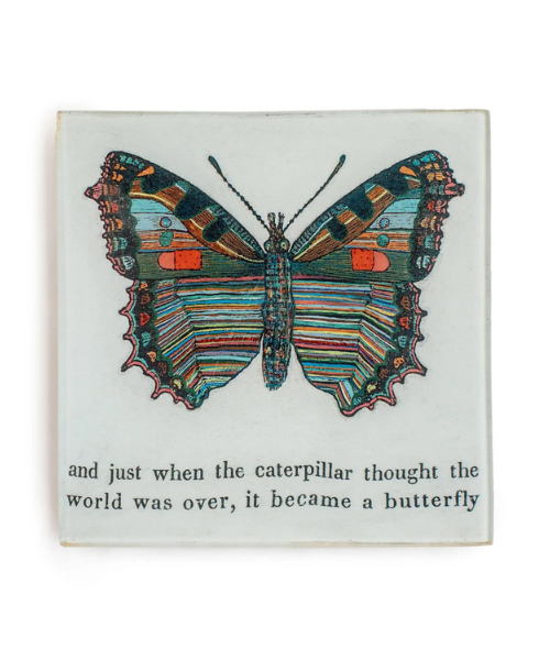 Butterfly Square Decoupage Plate