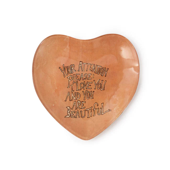 Your Attention Please Small Heart Decoupage Plate