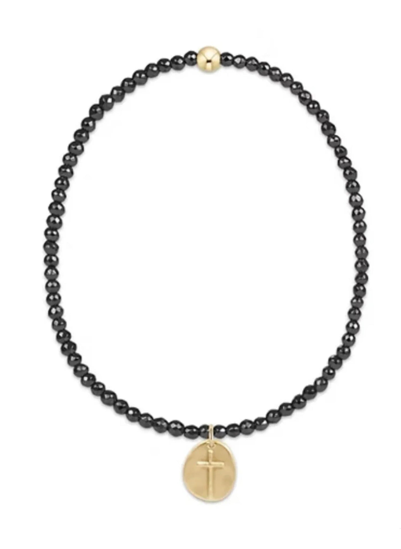 Faceted Hematite 2mm Bead Bracelet Inspire Small Gold Charm