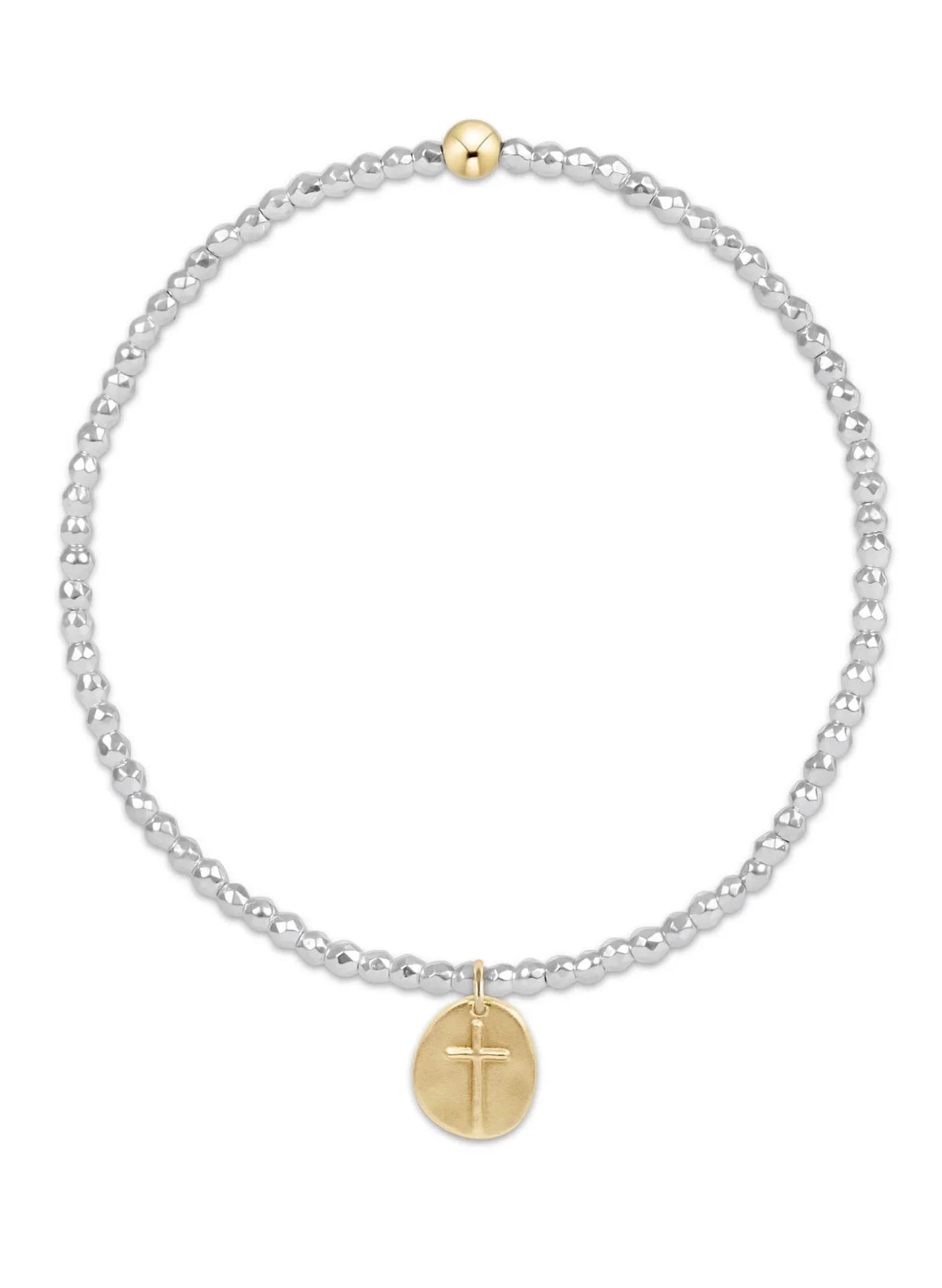 Silver Faceted Hematite 2mm Bead Bracelet Inspire Small Gold Charme