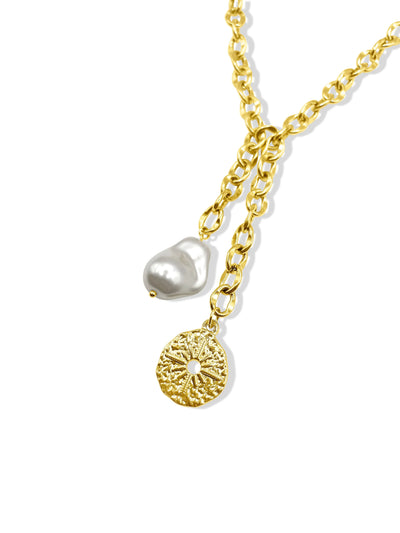Baker Pearl and Coin Necklace