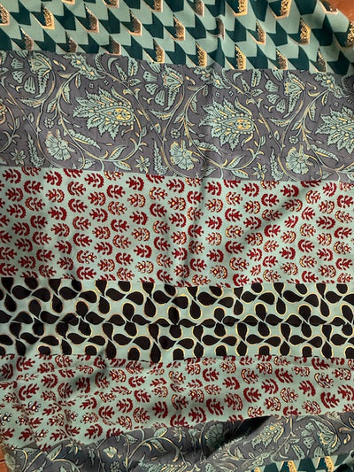 Flutter Sleeve Maxi in Teal with Gold Accents with Tie and Tassels on Back