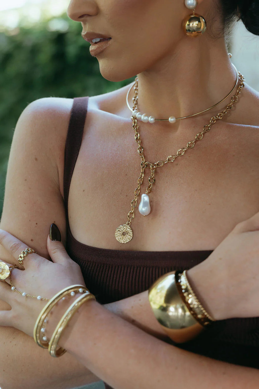 Baker Pearl and Coin Necklace