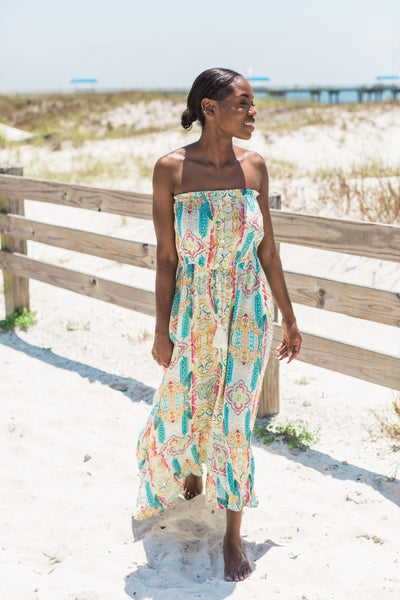 Strapless Print Dress