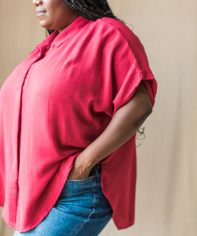 Crimson Button Down Top