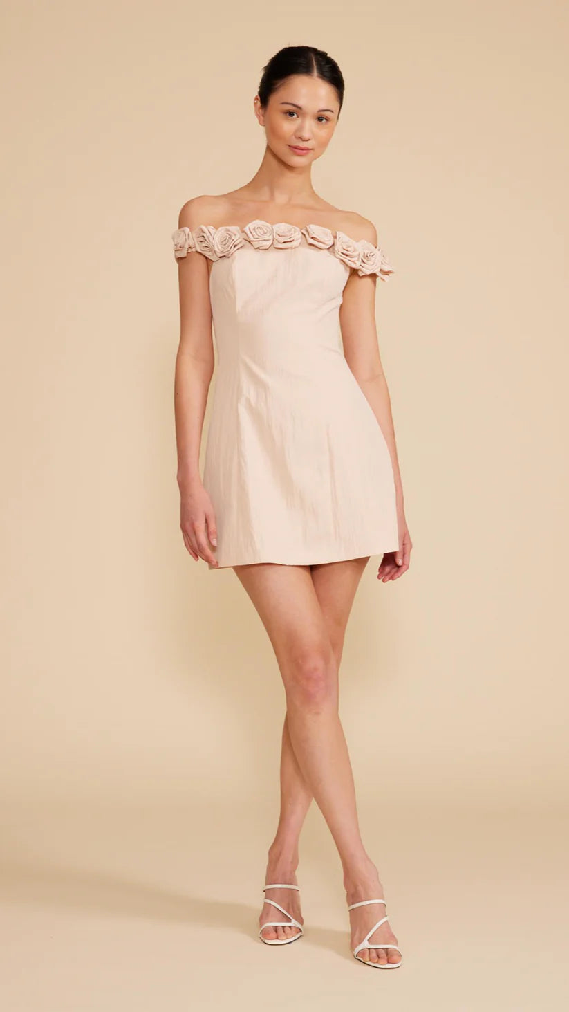 Primrose Mini Blush Embellished is a Neckline Dress