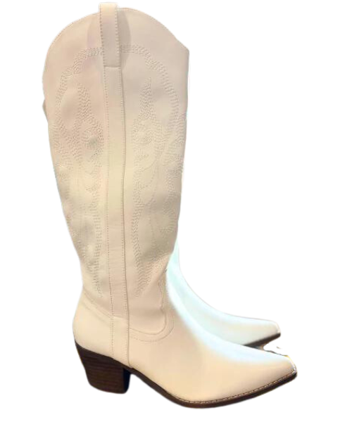 Brandy - All White Cowgirl Boots