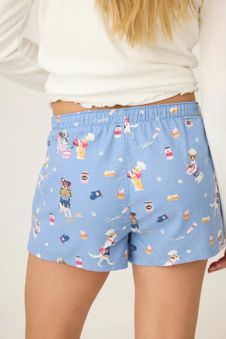 Baked Woof Love Dog Print Flannel Shorts