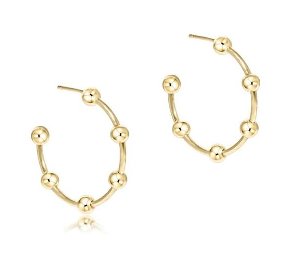 Beaded Simplicity 1" Post Hoop 4mm Gold