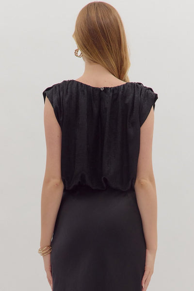 Black Sleeveless Round Neck Top