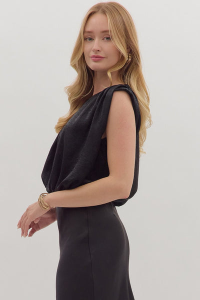 Black Sleeveless Round Neck Top