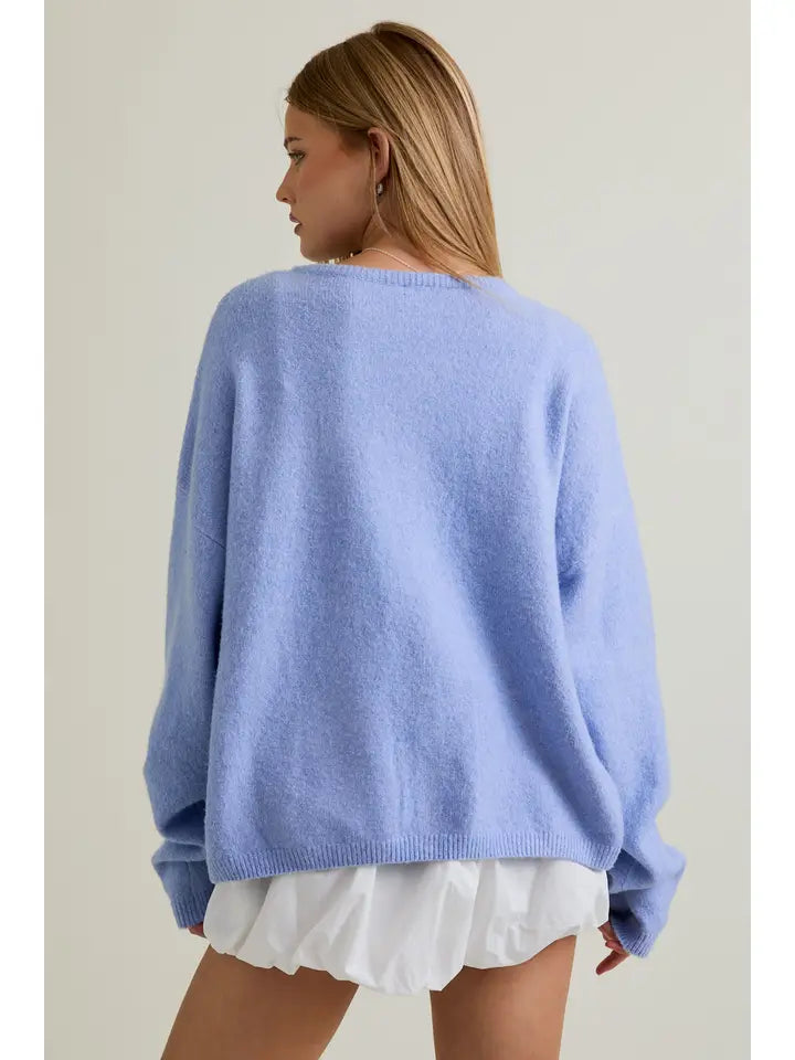 Long Sleeve Crew Neck Sweater Cardigan