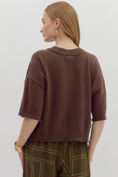 Brown 3/4 wide sleeve knit sleeve