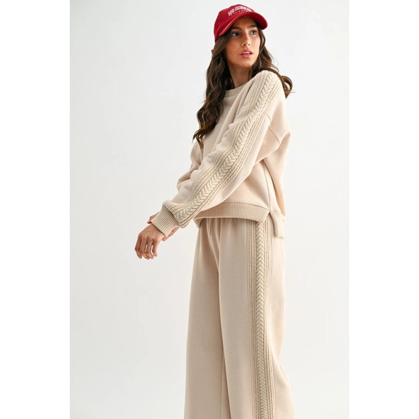 Cable Knit Trim Oversized Lounge Set