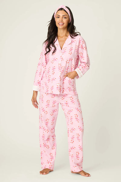 Sweeter Than Sugar 3-Piece Candy Cane Print Flannel PJ Set