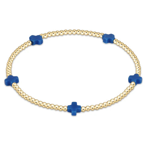 Signature Small Cross Gold Pattern 2mm Bead Bracelet