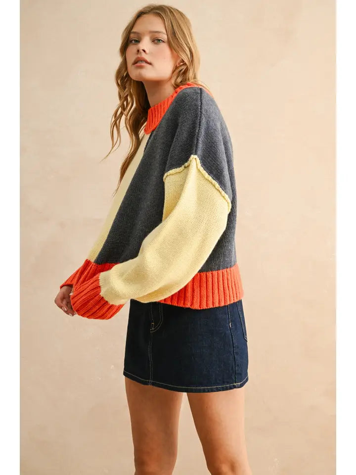 Color Block Sweater Banana/Navy