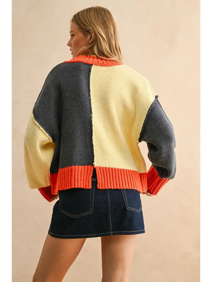 Color Block Sweater Banana/Navy