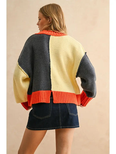Color Block Sweater Banana/Navy