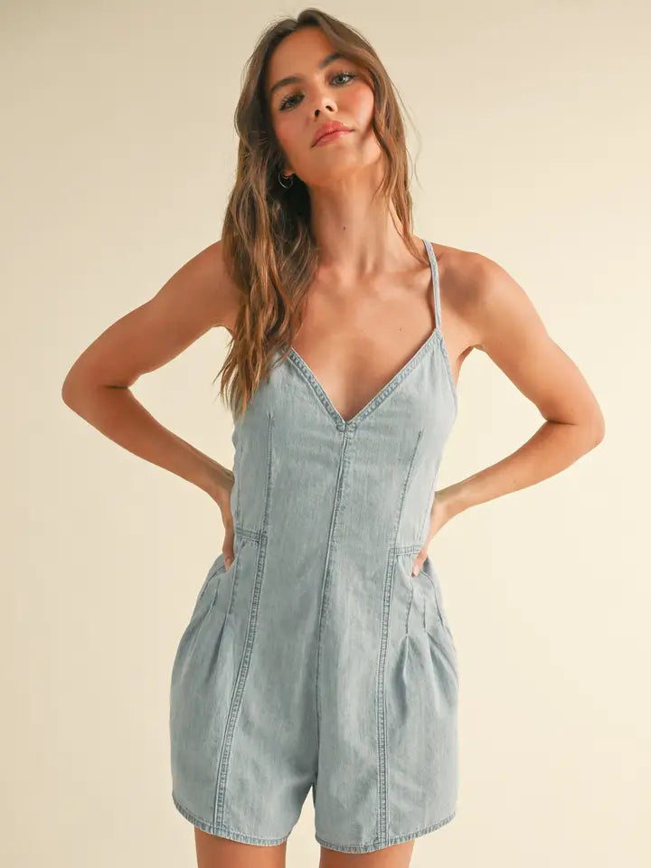 Chambray Denim Romper