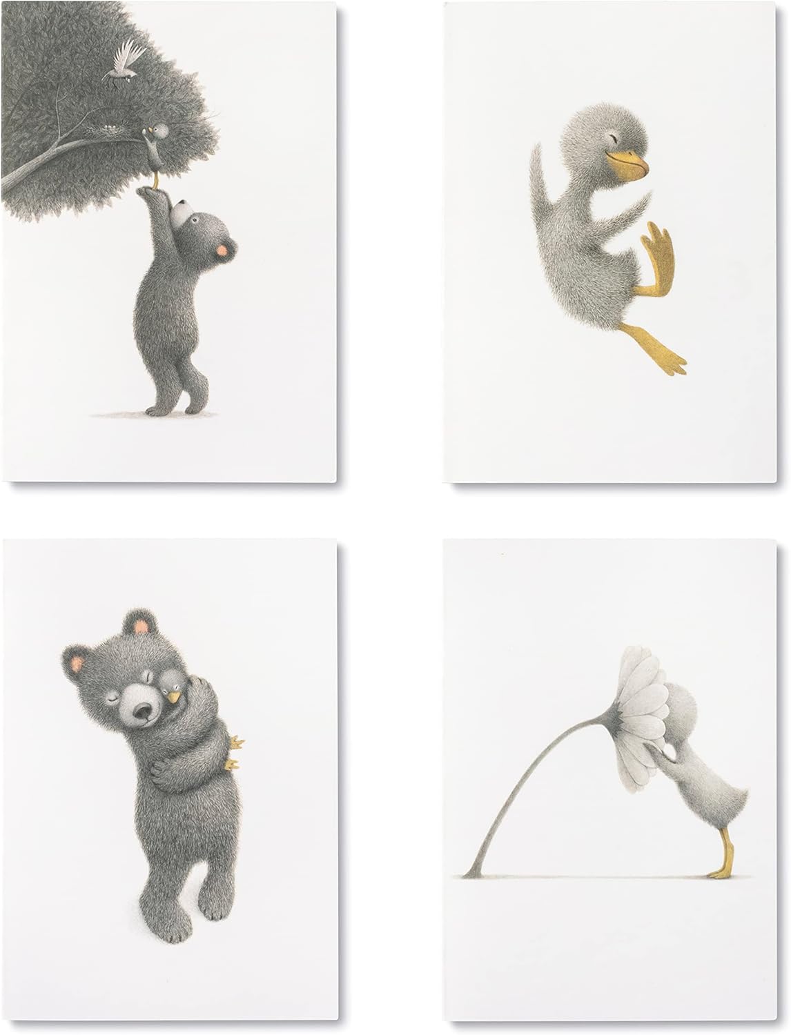 Compendium Boxed Note Cards – So Much Gratitude – 12 Note Cards for Appreciation & Friendship with Adorable Duckling and Bear Cub Illustrations