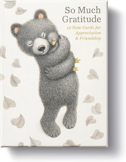 Compendium Boxed Note Cards – So Much Gratitude – 12 Note Cards for Appreciation & Friendship with Adorable Duckling and Bear Cub Illustrations