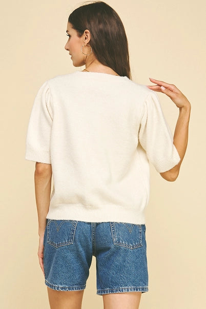 Heart Pattern Knit Sweater