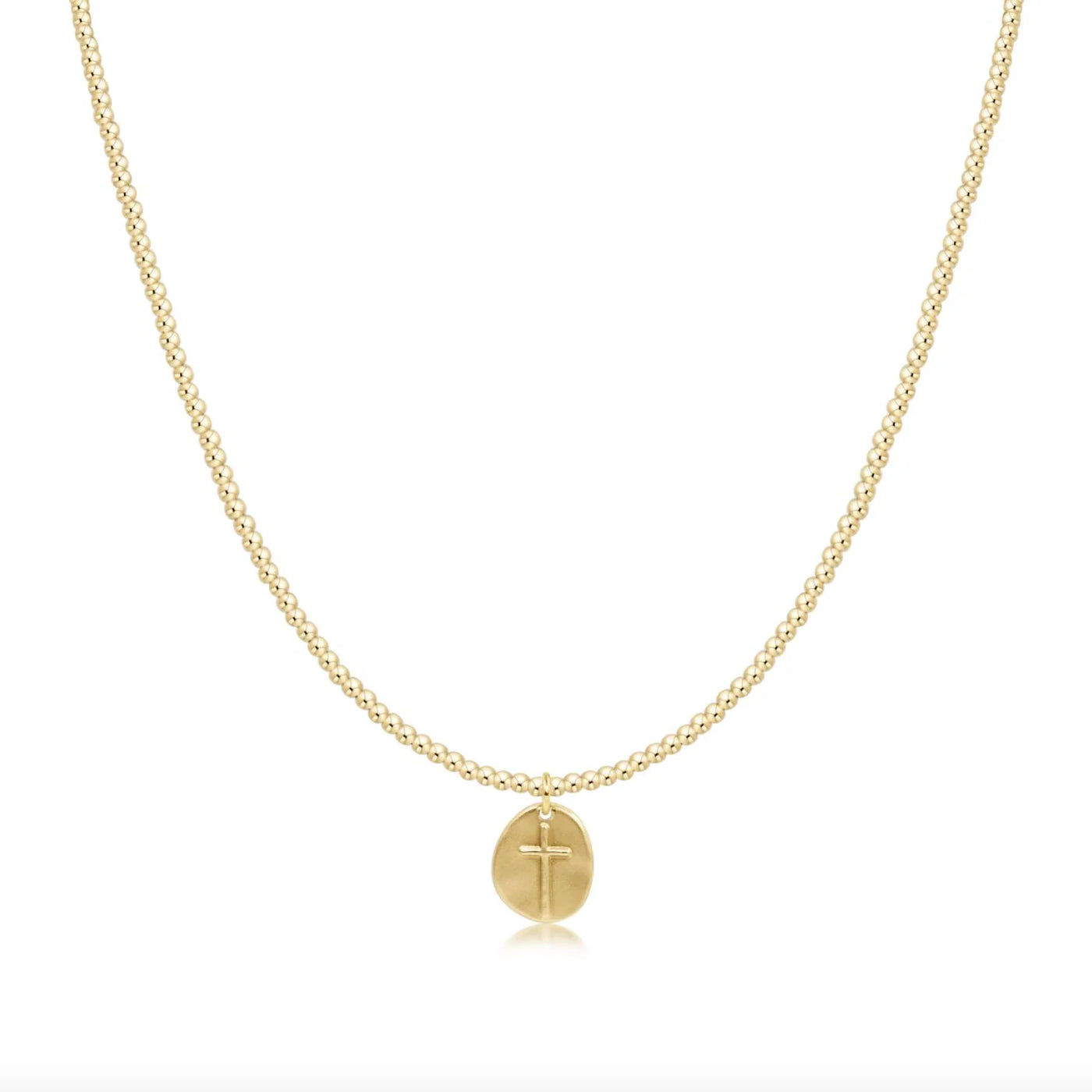 15" Choker Classic Gold 2mm Bead Inspire Small Gold Charm