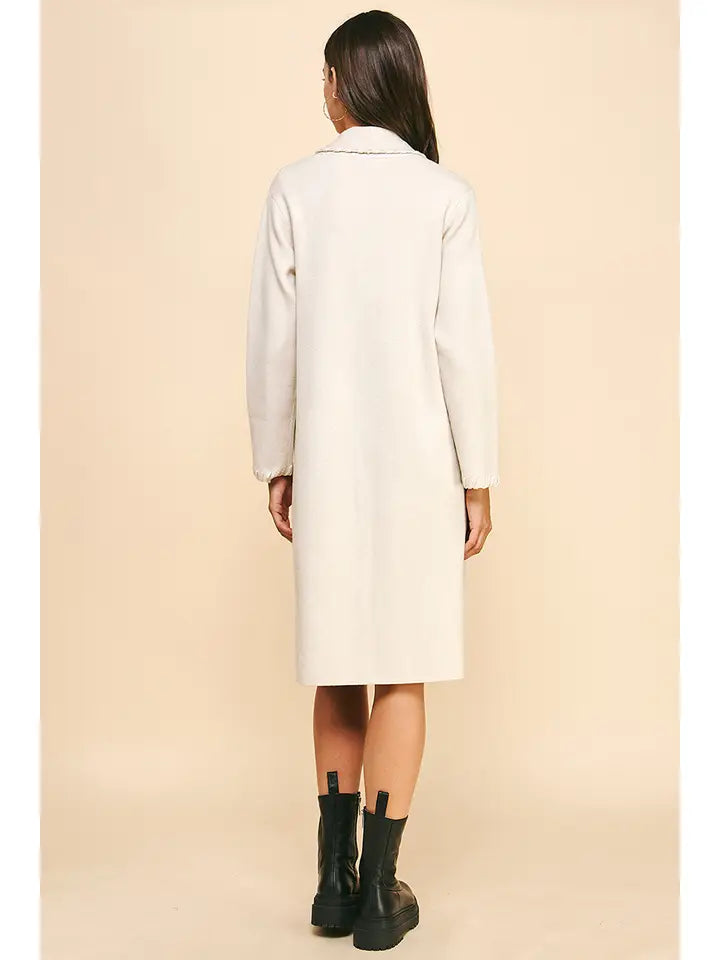 Eggshell Edge Detail Open Knit Cardigan