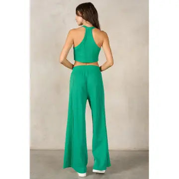 Halter Neck Crop Top and Pants Sets La Biz