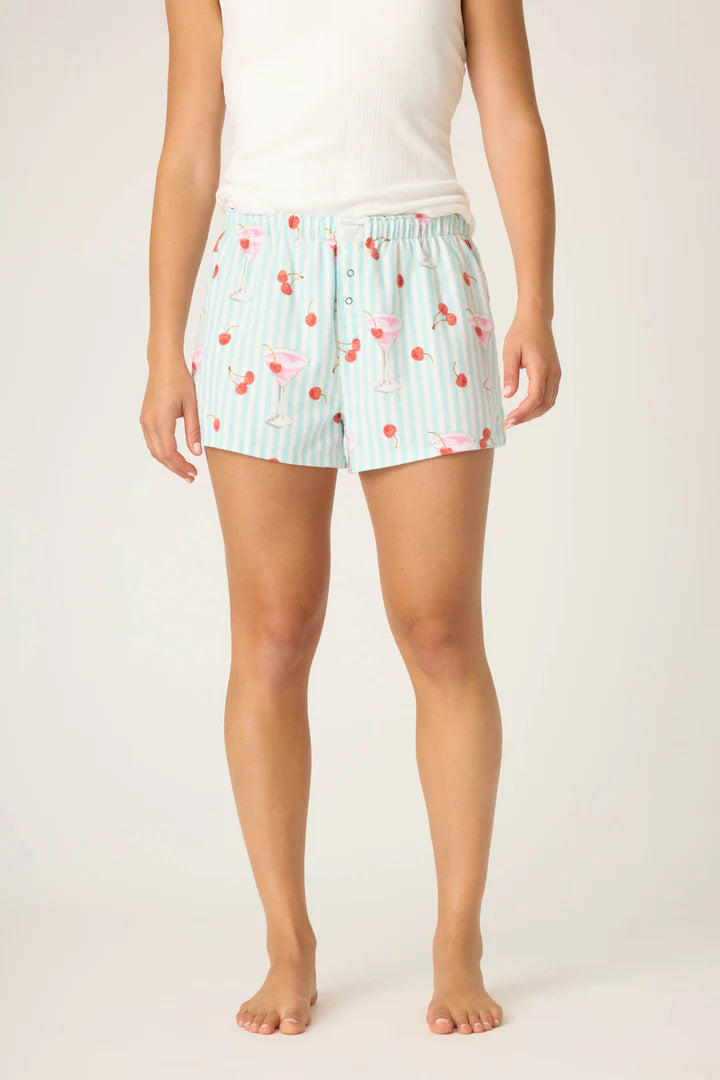 Ma Cherie Cherry Print Flannel Shorts
