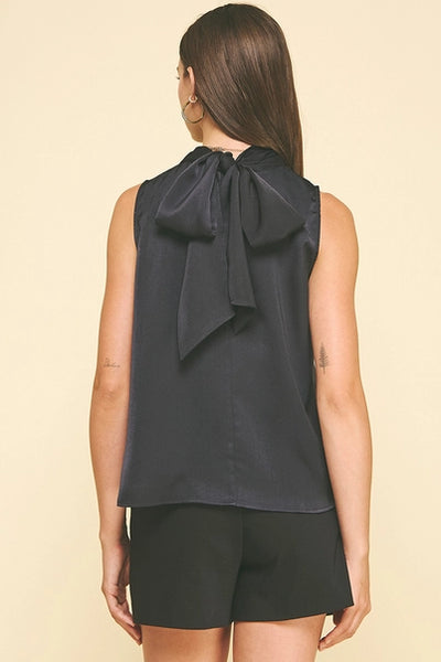 Navy Twisted Detail Silky Top