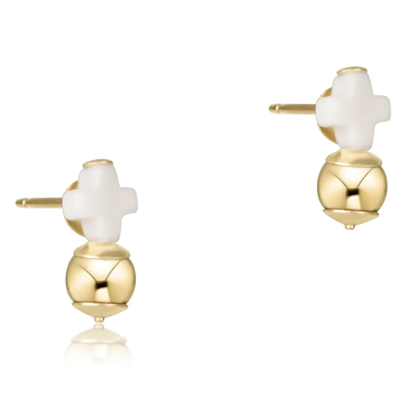 Signature Cross Small Off-White Stud Classic Gold