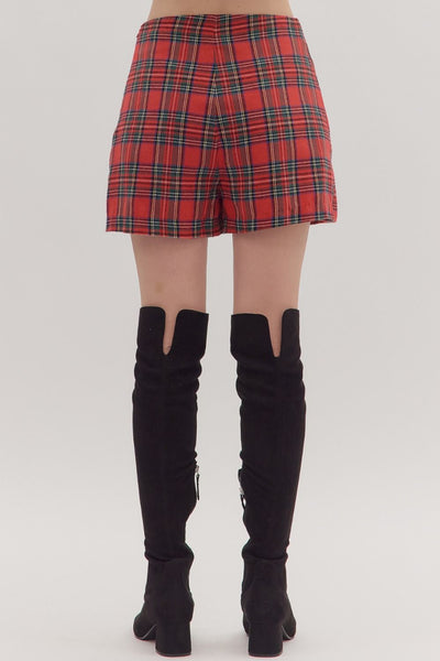 Red Plaid Wrap Skort
