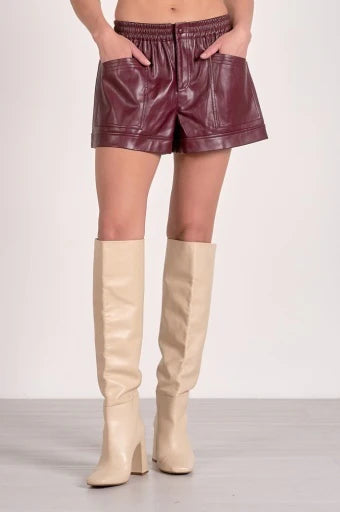 Plum Leather Shorts