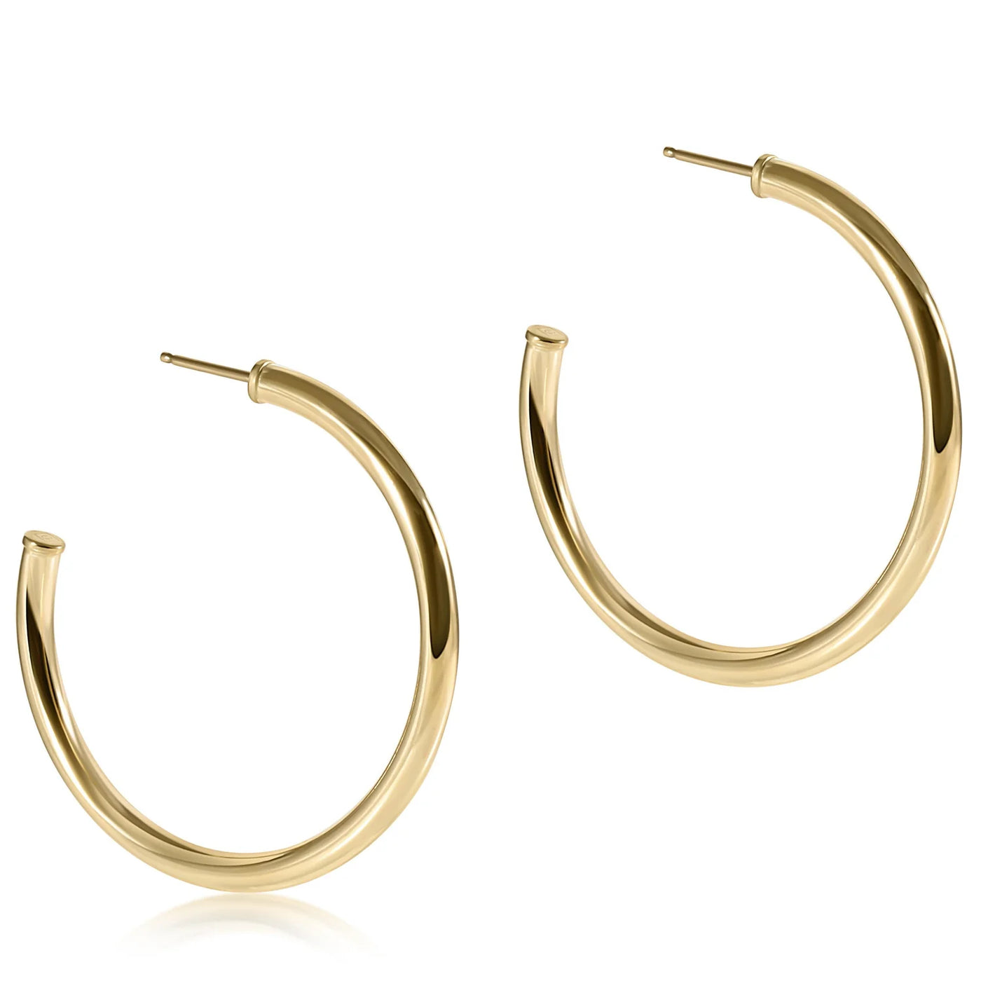 Round Gold 1.5" Post Hoop 3mm Smooth