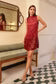 Sleeveless Mock Neck Sequence Hanging Short Dress