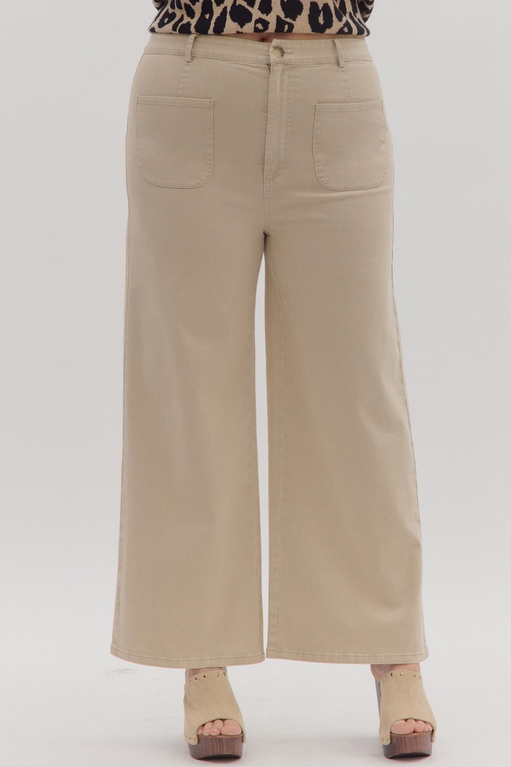 High Waisted Ankle Length Pant with Patch Pocket