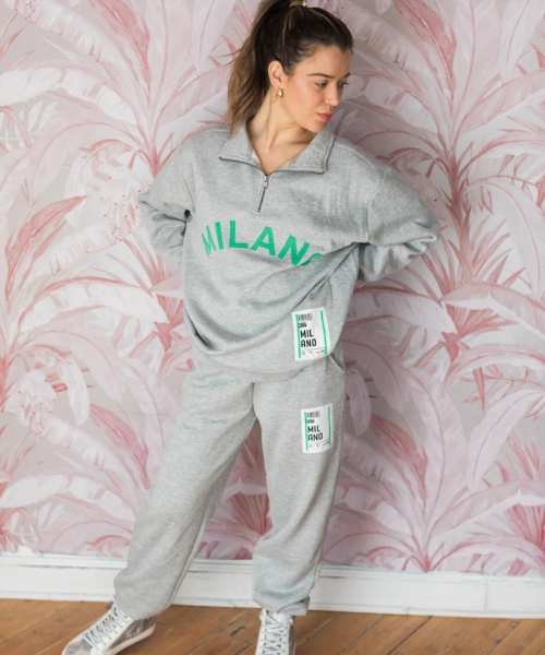 HEATHER GREY W/ GREEN MILANO BOARDING PASS JOGGER