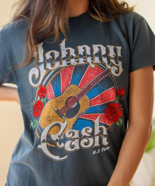 Johnny Cash Velvet Rose Vintage Graphic Tee DAYDREAMER