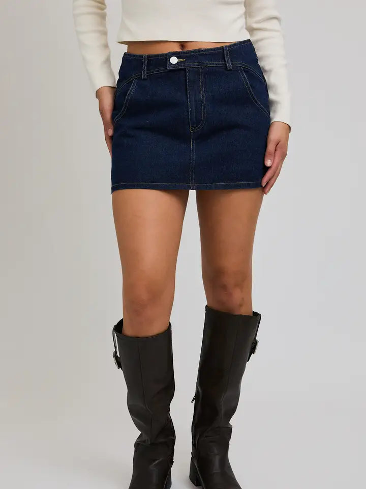 Mid-Waisted Western Style Mini Skirt