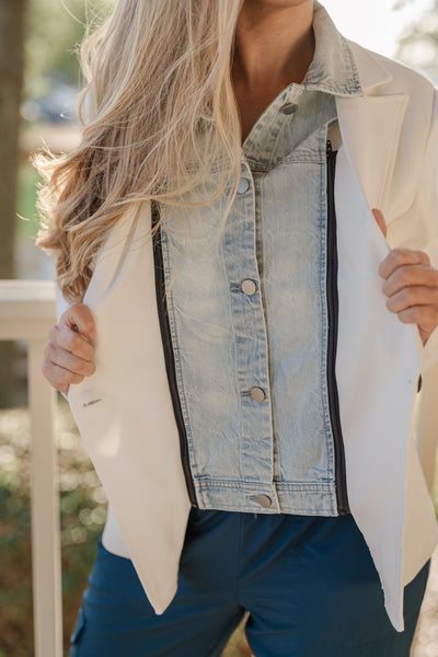 White/Denim Blazer