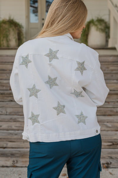 white denim jacket w/stars