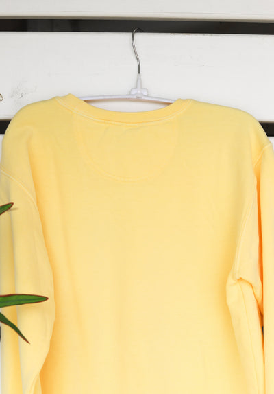 Butter Yellow Crewneck Pullover Linear 32 Mi Island Unisex
