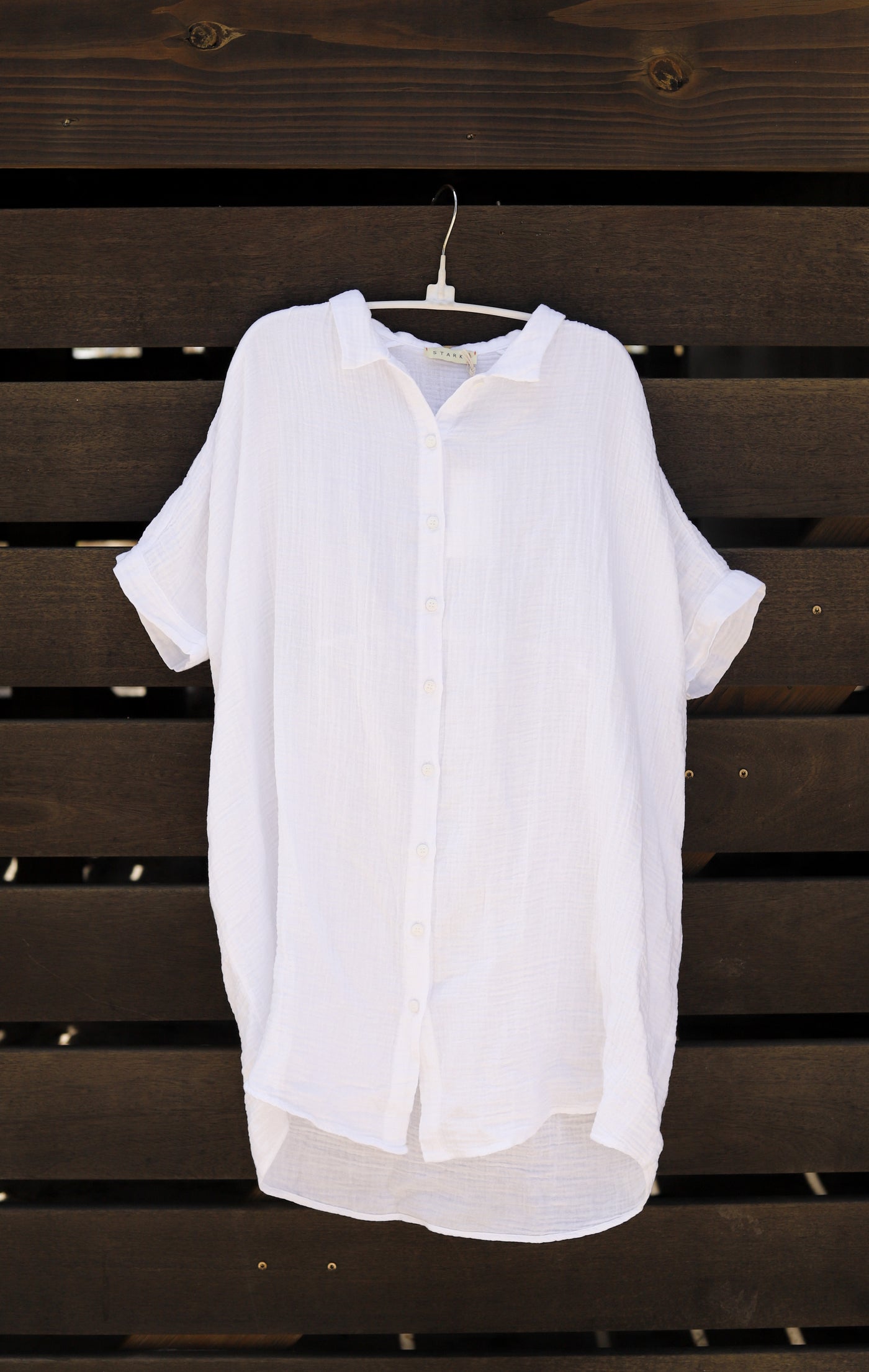 White Gauze Button Up Tunic STARK X Made in France
