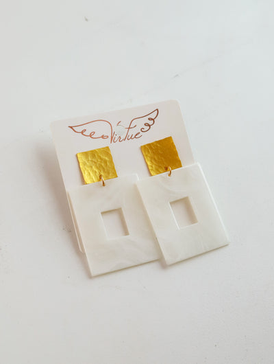 Square Hammered Post Acrylic Earrings